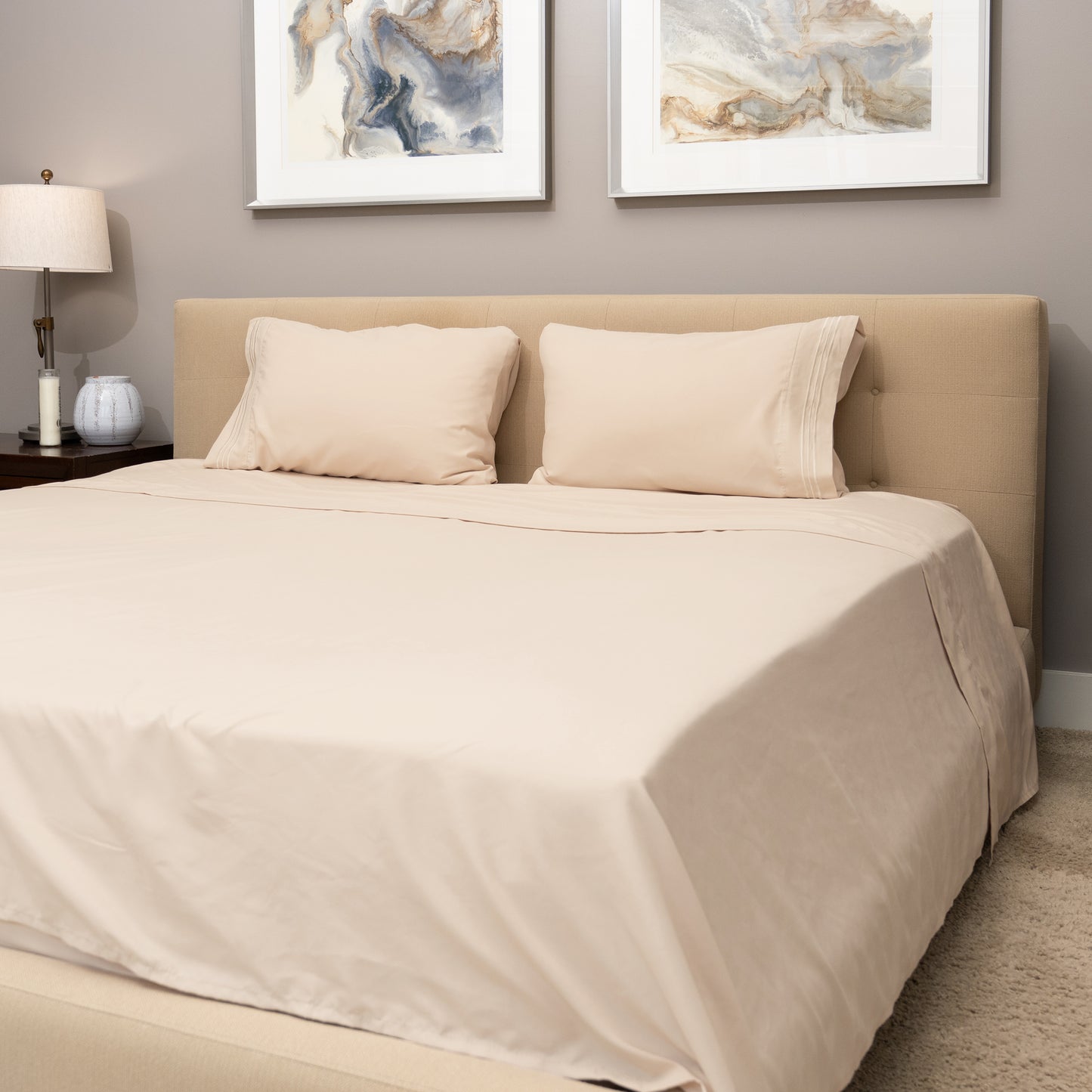 King Size Sheets Set - 4 Piece, Easy to Maintain Microfiber King Sheets with Pillow Cases for Men and Women, Fade and Wrinkle-Resistant Bedding Set
