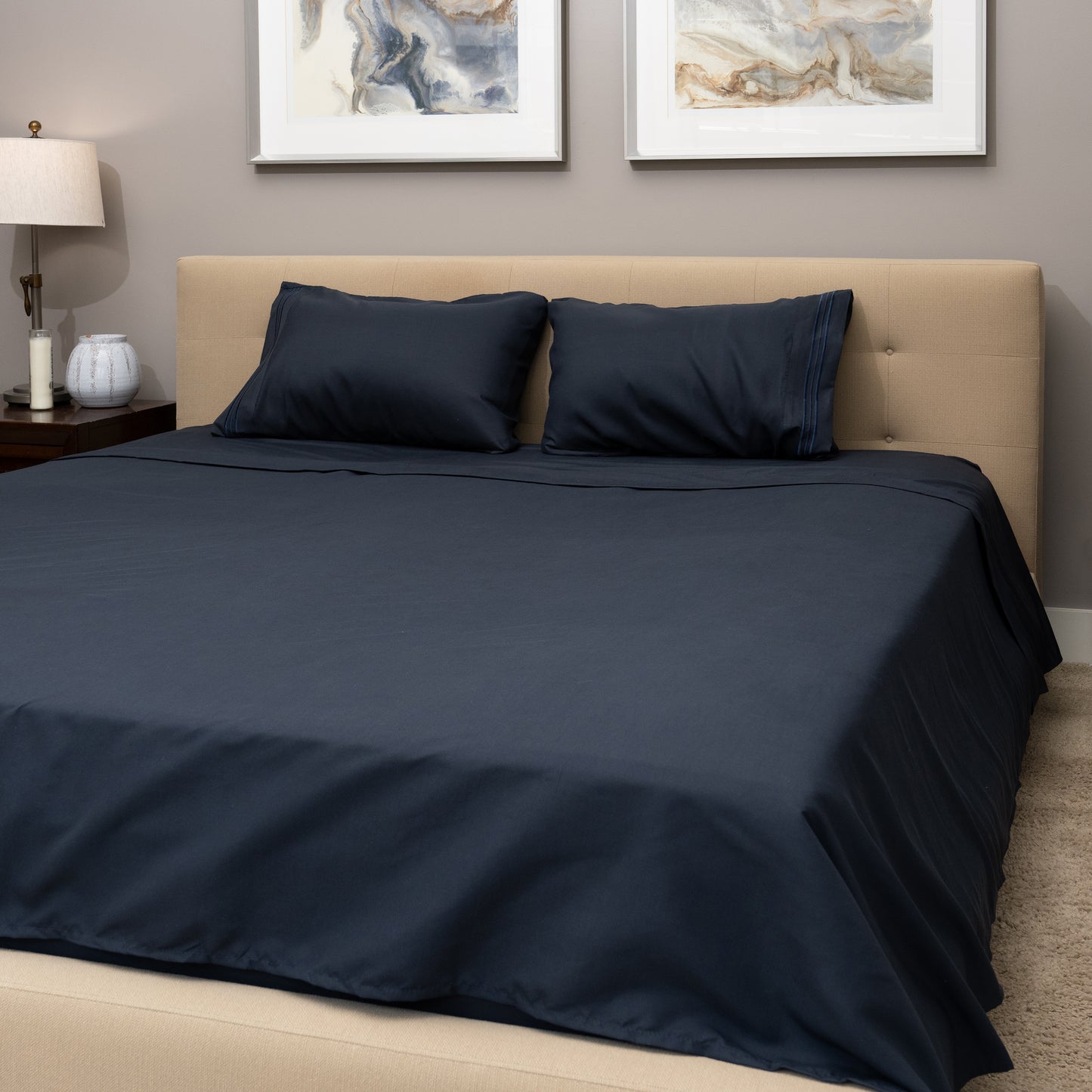 King Size Sheets Set - 4 Piece, Easy to Maintain Microfiber King Sheets with Pillow Cases for Men and Women, Fade and Wrinkle-Resistant Bedding Set